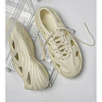 Summer Men's Classic Hollow Sandals Anti slip Beach Hole Shoes Lace up Sports Sandals Outdoor Lightweight Water Garden Shoes