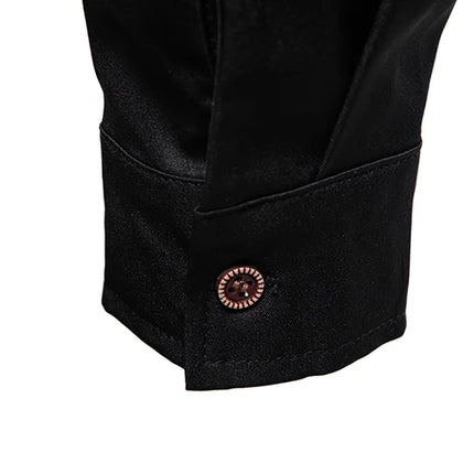 Fashion Man Stand Collar Shirt  Personality Oblique Button Irregular Long Sleeve Business Festival Hombre Mens Dress Shirts