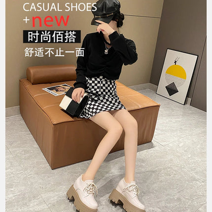 Women Patent Learther Platform Sneakers 10CM Wedge Heels Ladies Autumn Chunky Sneakers Pumps Woman Non Slip Super Thick Shoes