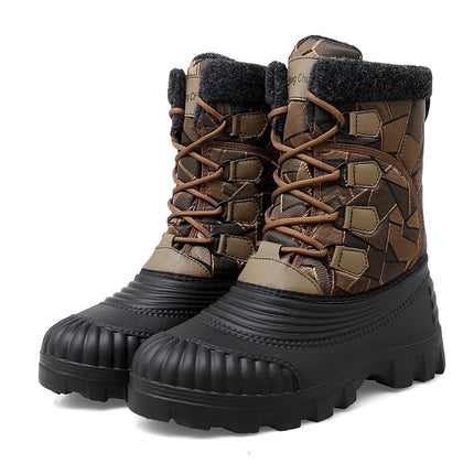 Winter Mid-calf Duck Boots for Men Warm Outdoor Snow Boots Waterproof Hunting Boots Working Boots Mens Camouflage Outdoor Shoes