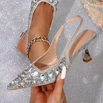 Elegant Women's Weddings Fashion Pointed-Toe Party Shoe and Bride sh Rhinestone Luxurious Rhinestone Pumps for Special Occasions