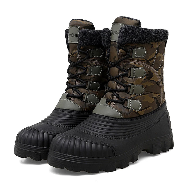 Winter Mid-calf Duck Boots for Men Warm Outdoor Snow Boots Waterproof Hunting Boots Working Boots Mens Camouflage Outdoor Shoes