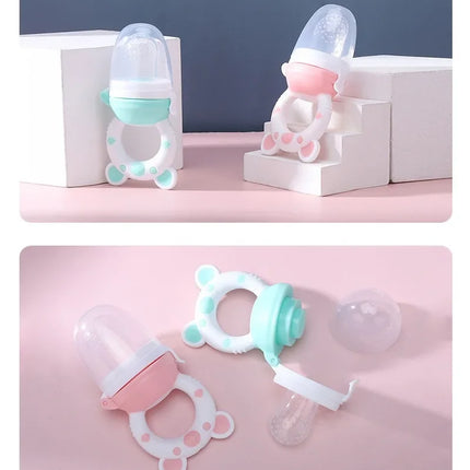 Baby Food Feeding Spoon Juice Extractor Pacifier cup Molars Baby feeding bottle Silicone Gum Fruit Vegetable Bite Eat Auxiliary