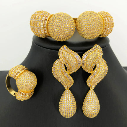 GODKI Famous Brand 3pcs Ball African Dubai Jewelry Sets For Women Wedding Party Zircon Wedding Lagos Bridal Jewelry Gift