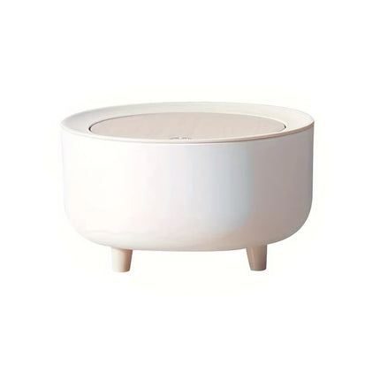 Round Trash Can With Lid, White Garbage Can With Foot, Paper Basket, Waste Bin For Bedroom Kitchen Bathroom Office Living Room