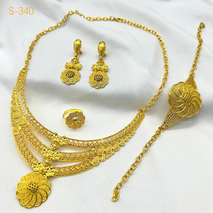 Brazilian 24K Gold Color Jewelry Sets For Women Wedding Dubai Necklace Earrings Nigerian Indian Bridal Set Party Gifts Wholesale