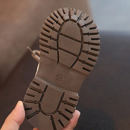 Children's Fashion Front Lace Up Soft Sole Anti Slip Warm Snow Boots Girls' Plush Casual Cotton Shoes