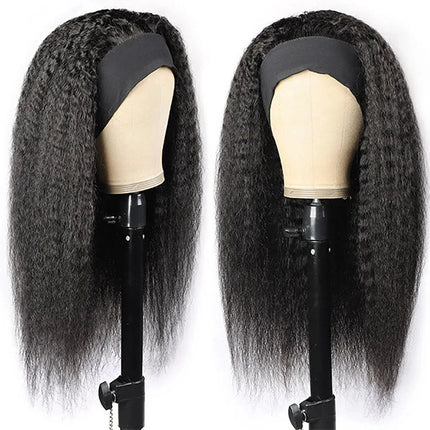 Kinky Straight Headband Wig Human Hair for Black Women Brazilian Glueless None Lace Front Yaki Straight Human Hair Headband Wig