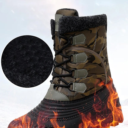 Winter Mid-calf Duck Boots for Men Warm Outdoor Snow Boots Waterproof Hunting Boots Working Boots Mens Camouflage Outdoor Shoes