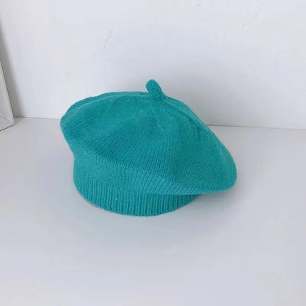 Fashion Baby Knitted Beret Hat Solid Color Children's Warm Hats Autumn Winter Painter Cap For Girls Kids Bonnet Accessories