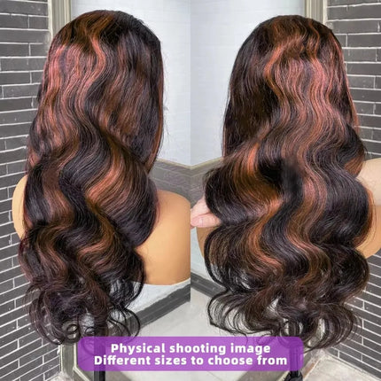 Linktowig 300 High Density Highlight Wig Human Hair Body Wave 13x6 HD Lace Frontal Wigs 1B/30 Black Brown Colored Human Hair Wig