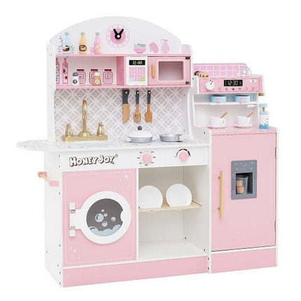 Kids Kitchen Set Wooden with Coffee Makers and Accessories-White-9