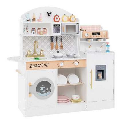 Kids Kitchen Set Wooden with Coffee Makers and Accessories-White-14