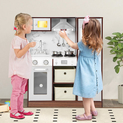 Kids Modern Toy Kitchen Playset with Attractive Lights and Sounds-Coffee-0
