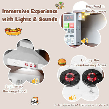Kids Modern Toy Kitchen Playset with Attractive Lights and Sounds-Coffee-3