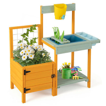 Kids Outdoor Potting Bench with See-Through Window-0