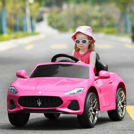 12V Kids Ride-On Car with Remote Control and Lights-Pink-0