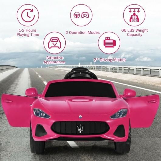 12V Kids Ride-On Car with Remote Control and Lights-Pink-1
