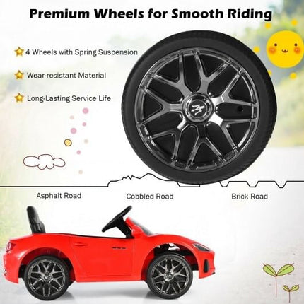 12V Kids Ride-On Car with Remote Control and Lights-Pink-8