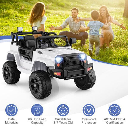 12V Kids Ride On Truck with Remote Control and Headlights-Black-13