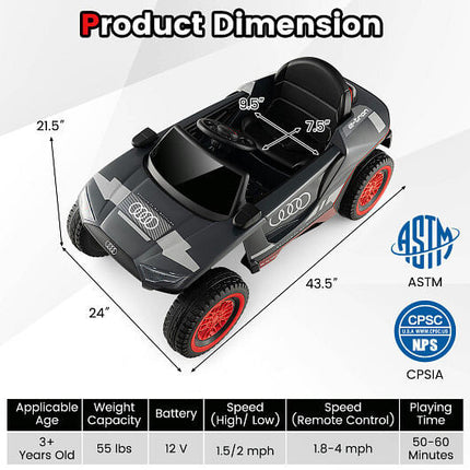 Licensed Audi Kids Ride On E-tron Racing Car-Gray-3