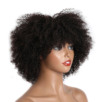 Afro Kinky Curly Wigs Full Machine Cheap Wig Sunlight Human Hair Wigs For Balck Women Remy Brazilian Short Human Wig