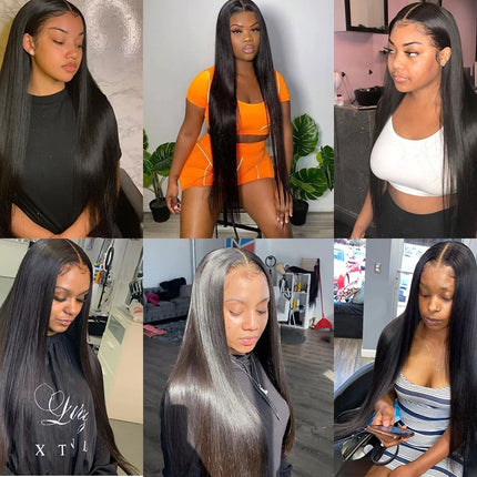 Bone Straight Human Hair Bundles with 13x4 Lace Frontal Tissage Straight Brazilian Weave Bundles With Closure 4x4 with Bundles