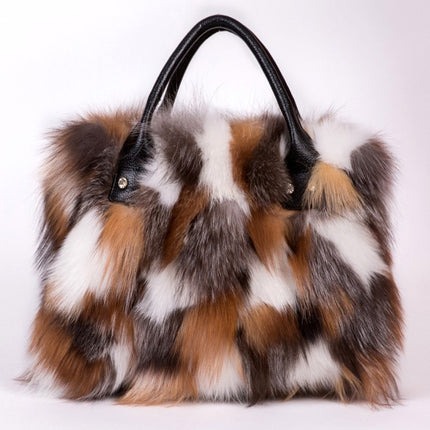 Aurora Patch: Multicolor Faux Fur Baguette with Contrast Handle