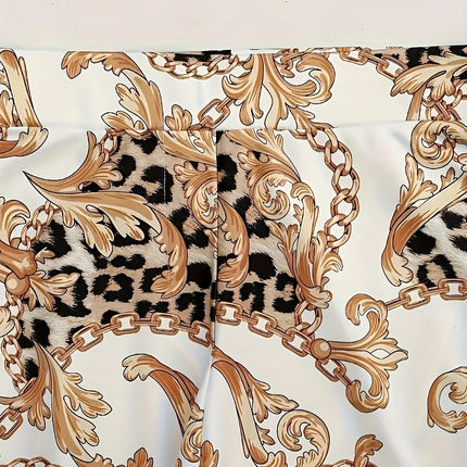 Aureva Geo Set Micro-Stretch Lapel Blazer & Printed Trousers in Sculpted Spring-Fall Silhouette