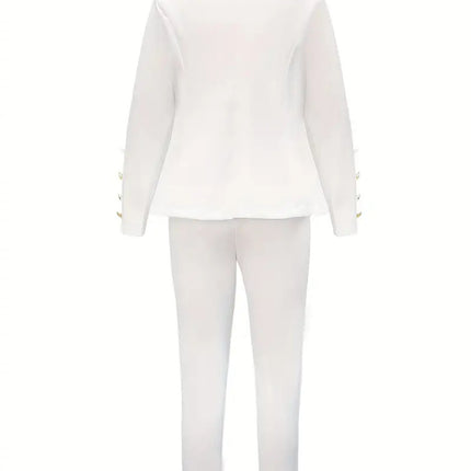 Valencia Executive Set Double-Breasted Lapel Blazer & Slim Trousers in Tailored Everyday Elegance