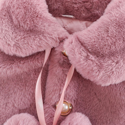 Girls’ Fleece Princess Cloak – Pastoral Cardigan with Bow