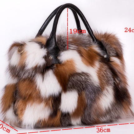 Aurora Patch: Multicolor Faux Fur Baguette with Contrast Handle