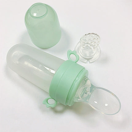 Silicone Squeeze Feeding Bottle with Spoon – For Baby Rice Cereal & Purees