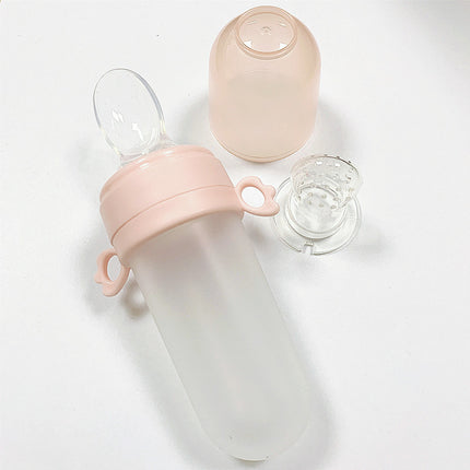 Silicone Squeeze Feeding Bottle with Spoon – For Baby Rice Cereal & Purees